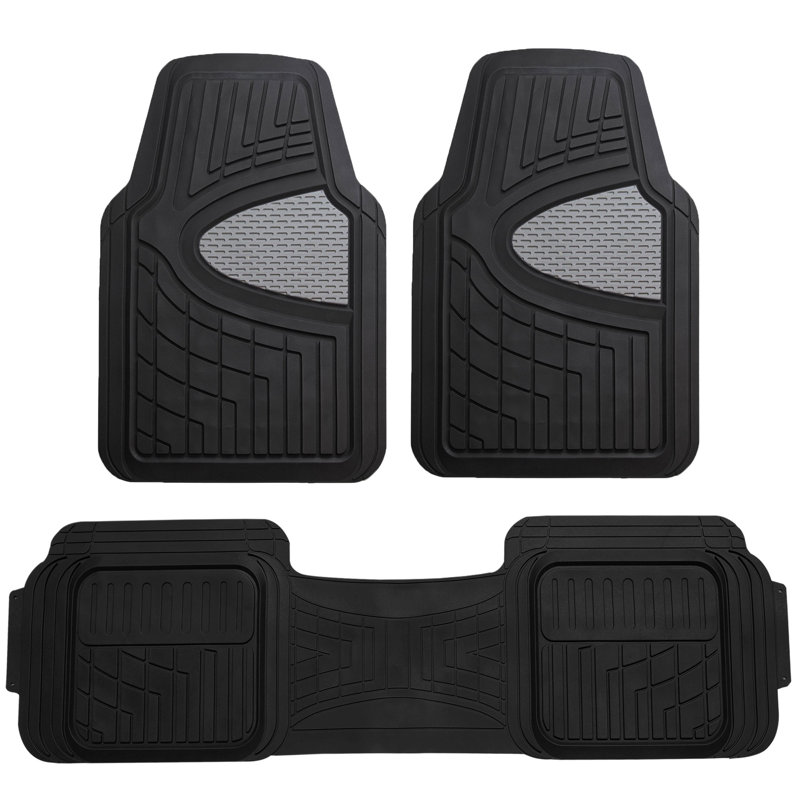 Trimmable ClimaProof Heavy Duty Tall Channel Non-Slip Rubber Floor Mats Full Set, Gray