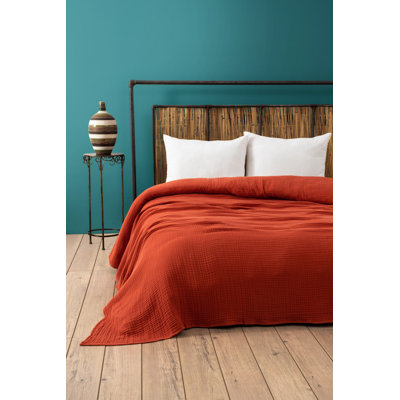 Luxury Double Bedspread, Tile Red, 86.6 x 98.4 inches | 100% Cotton, 4 Ply | Machine Washable at 30-40°C | Soft, Breathable Fabric for Cozy Comfort | Perfect for Stylish Bedrooms and Elegant Decor
