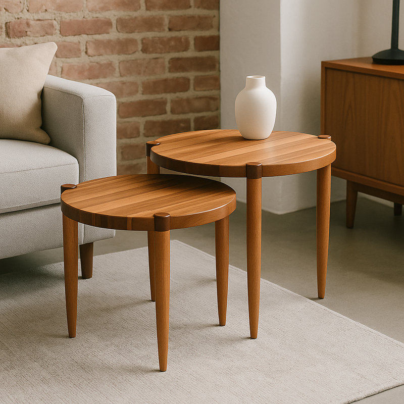 Leick Home Redonda Bay Side Tables 2 Pack, Natural Jequitiba, Natural Wood