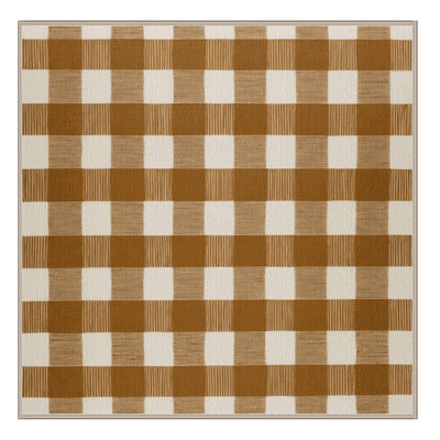 Tapis brun à carreaux lavable à la machine