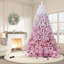 Arbre de Noël avec flocons de neige pré-éclairés - dégradé rose avec 450 lumières RVB et blanc chaud-1314842647