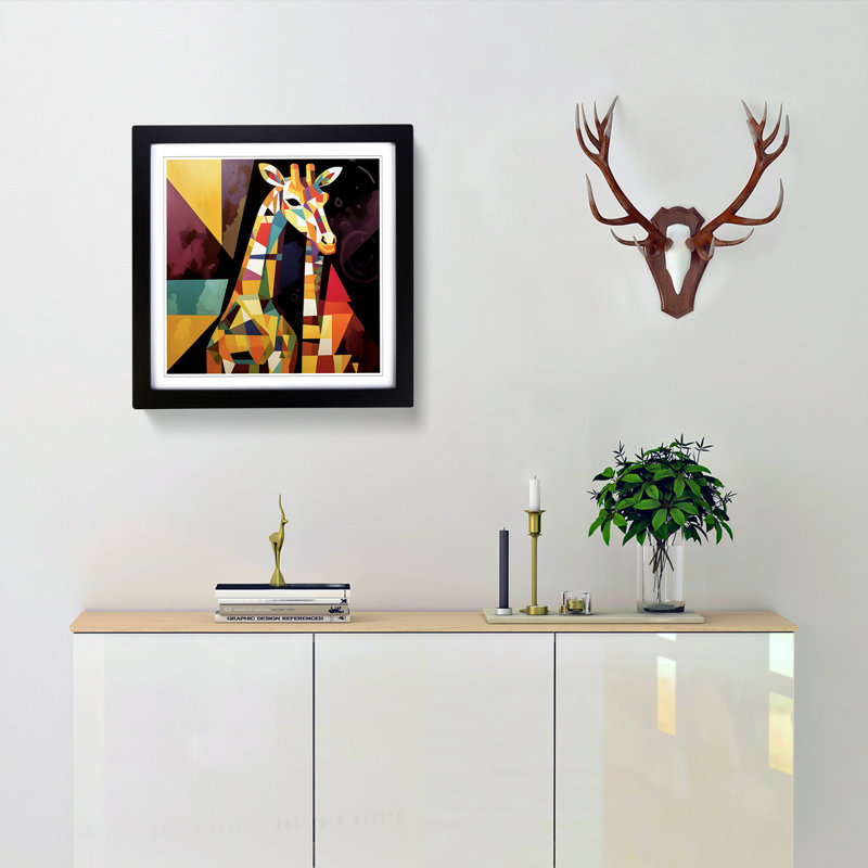 Giraffe Constructivism No.1 - Framed Print, Black