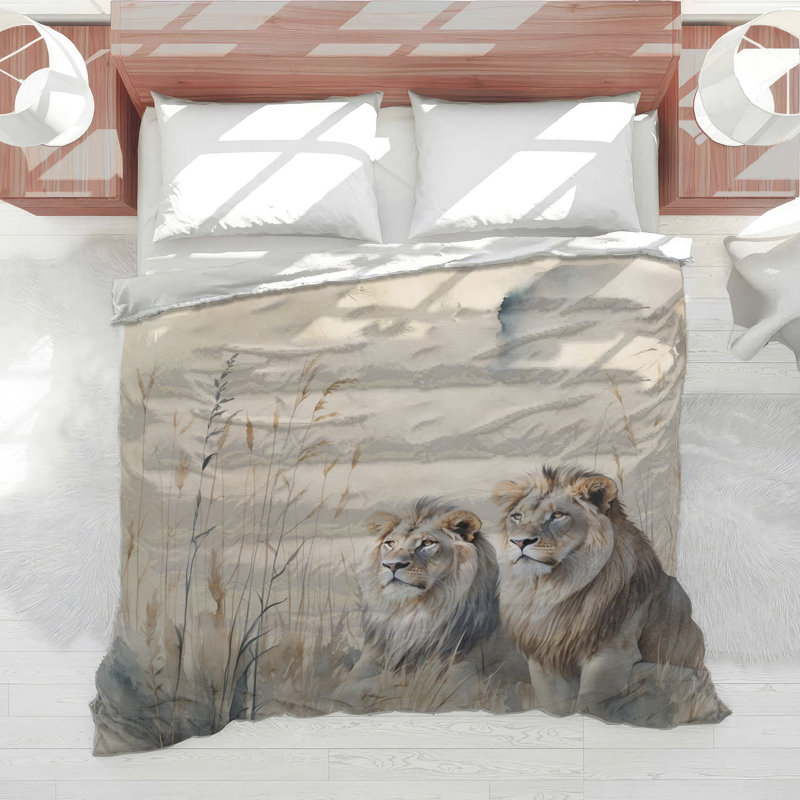 Two Male Lions Comforter, Queen