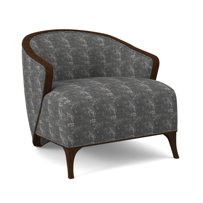 Fauteuil demi-tonneau Penegrine, Noyer noir, Brouillards blancs