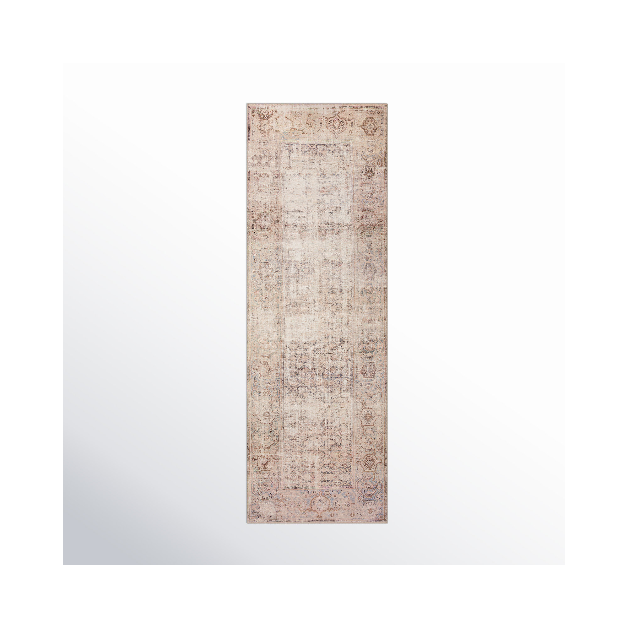 Georgie Oriental Ocean/Sand Area Rug, Runner 2'6" x 12'