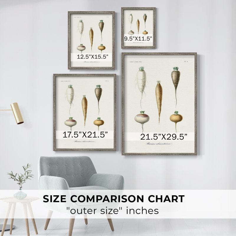 Reproduction encadrée de fruits et légumes variés - bois massif, H 21 po x l 17 po