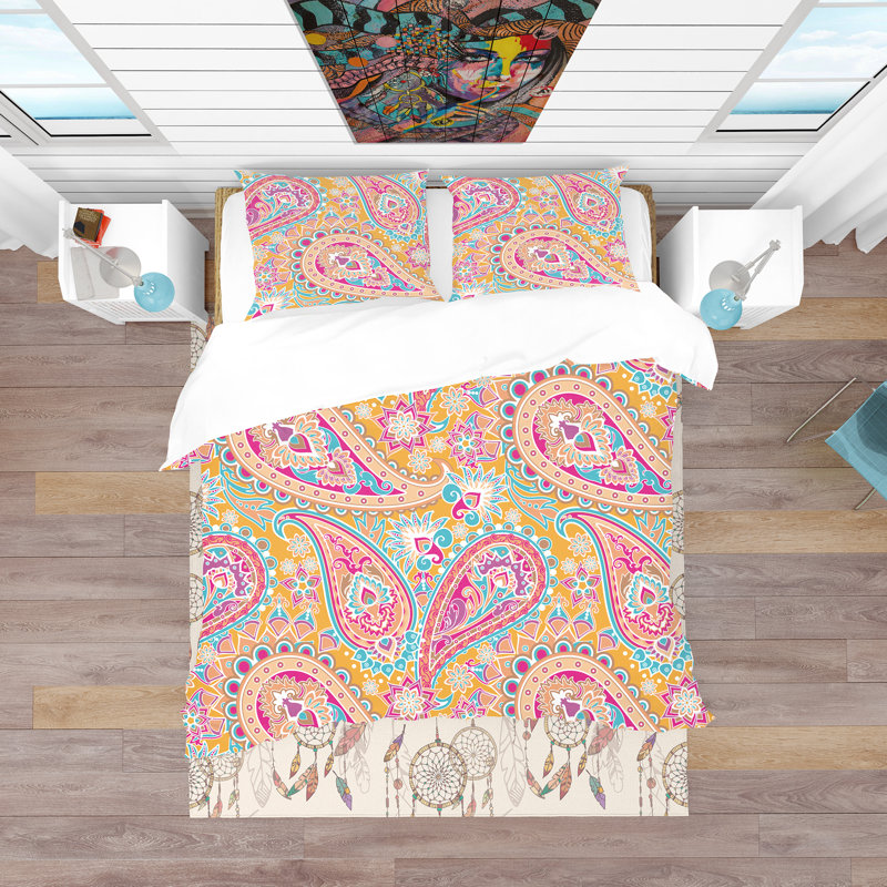 Ensemble de housse de couette rétro, Housse de couette double / grand + 2 taies