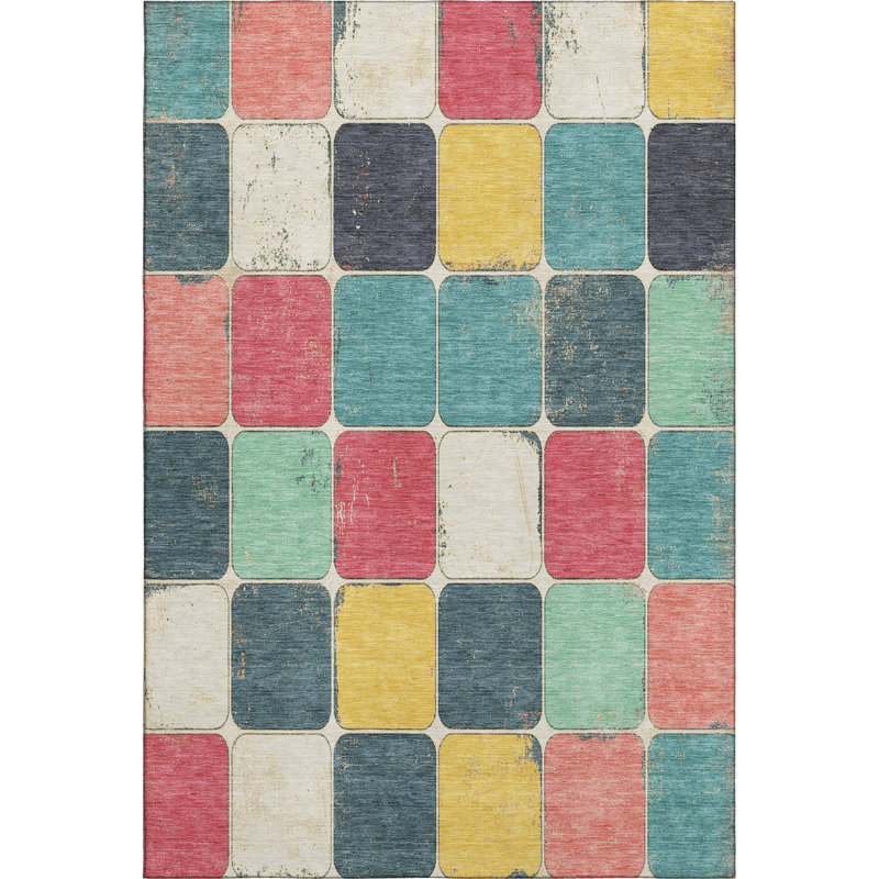 Premium Machine Washable Tiana Geometric Rug, Rectangle 8' x 10'