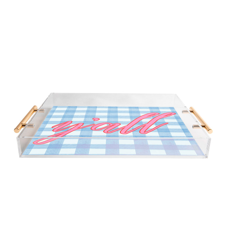 ciaojessa yall gingham Acrylic Tray, Blue