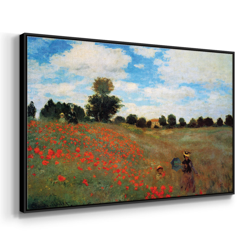 Les Coqueliquots, reproduction d'art sur toile, Noir, H 25 po x l 37 po x P 2 po