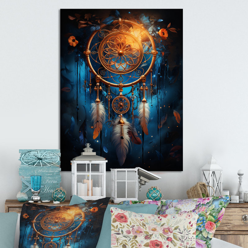 Mystic Dreamcatcher Dreamscape II - décoration murale en métal Dream Catcher, H 32 po x l 16 po x P 1 po