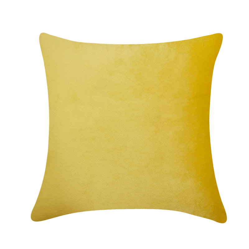 Coussin décoratif en velours uni, Jaune, H 18 po x l 18 po