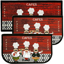 PRINTED NYLON KITCHEN RUG (nonskid)(18x30)FAT CHEF WITH WINE