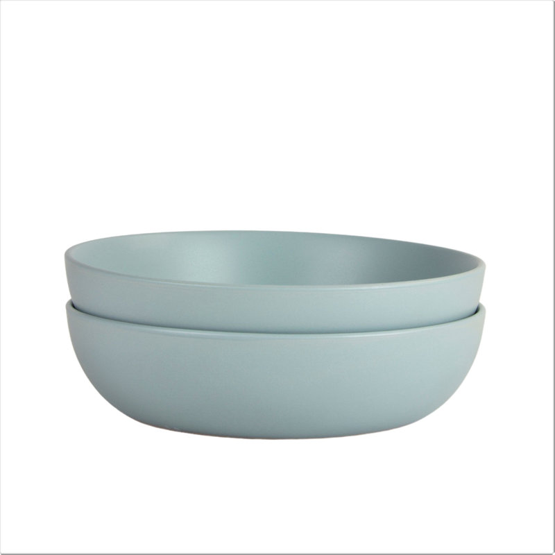 Mineral Blue Ceramic Microwave Safe Serving Bowls, Set of 2