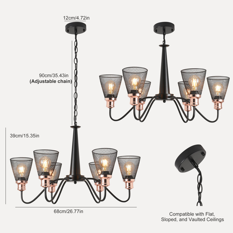 6 - Light Metal Tradition/Classic Dimmable Chandelier