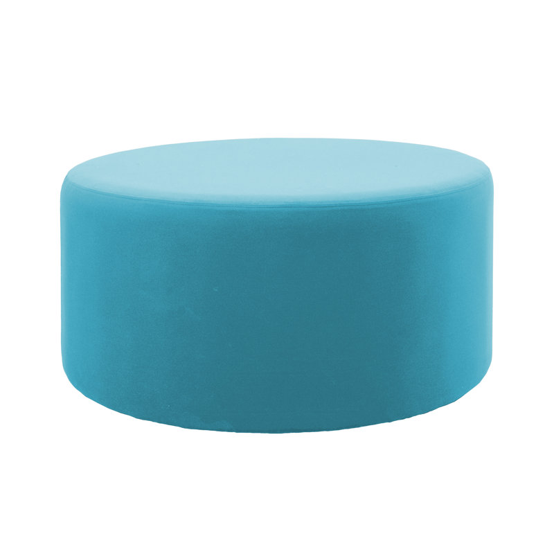 Outdoor 36" Round Ottoman with Sunbrella®, 18" H, Canvas Aruba