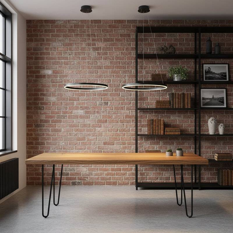 Luminaire suspendu pour îlot de cuisine rond à 1 lumière Stockham, H 3,5 po x l 24 po x P 24 po, Noir mat