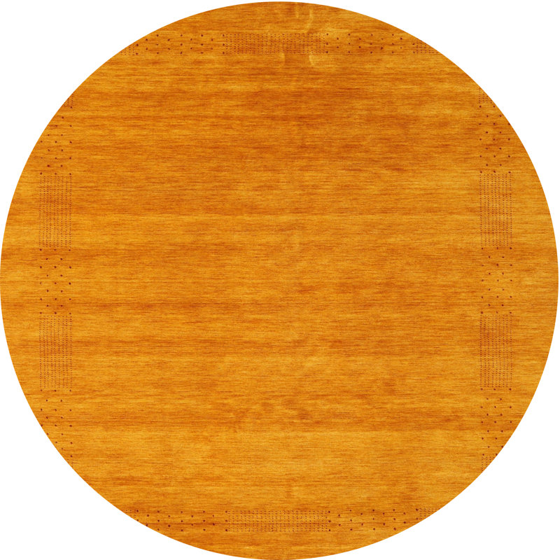 Tapis de zone orange contemporaine, Rond 5 pi