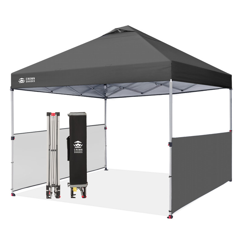 10 Ft. W x 10 Ft. D Steel Pop Up Instant Canopy Tent with 2 Half Sidewalls, Gray