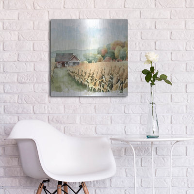  «Countryside Autumn Barn 2» par Nicole DeCamp, art mural en métal, 24 po x 24 po