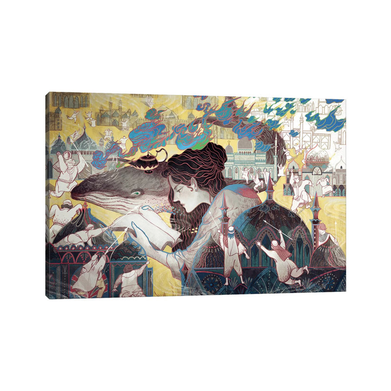 The Loneliest Whale In The World I by Sija Hong - Painting on Canvas, Wrapped Canvas, 20.32 cm H x 30.48 cm W