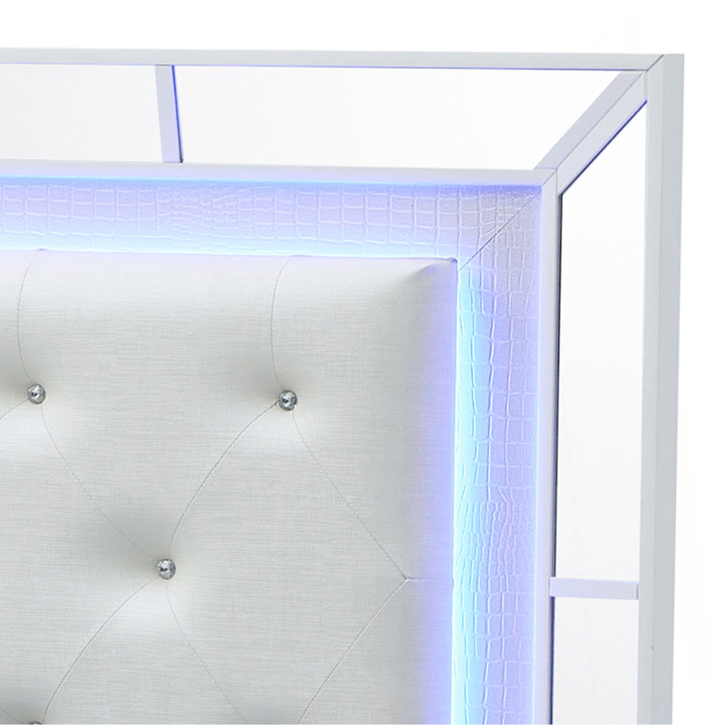 Lit contemporain Elegant Silver Champagne, Queen, White