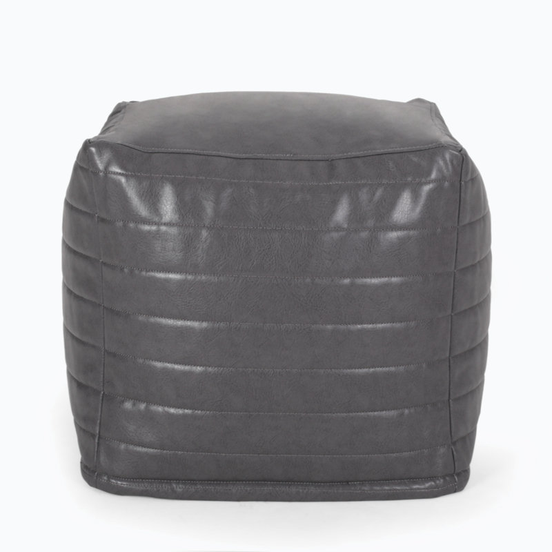 Faux Leather Pouf