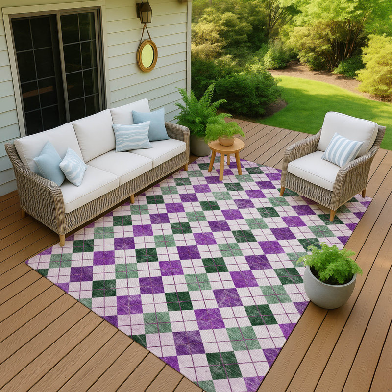 Machine Washable Indoor/Outdoor Gursevak ACN2237 Geometric Rug, Rectangle 10' x 14'