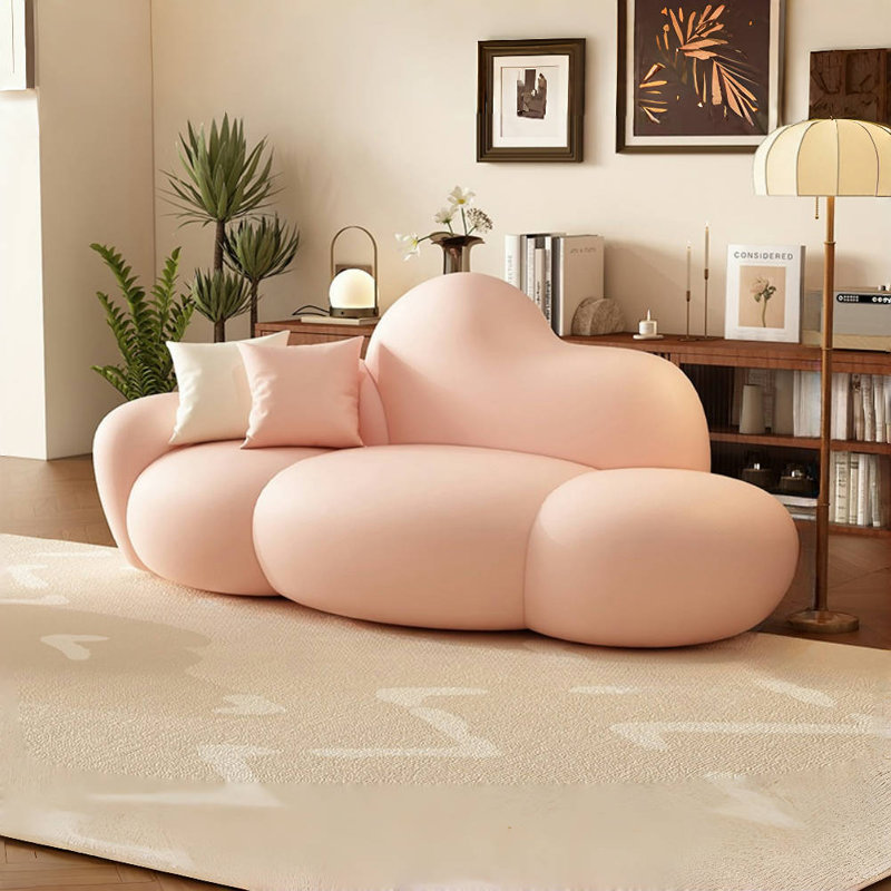 Modern Simple Cream Style Sofa, Pink