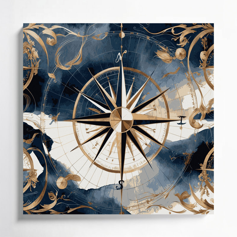 Art nautique sur toile gris, H 16 po x l 16 po