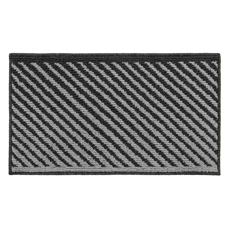 Non-Slip Striped Indoor Doormat, Rectangle W40 x L70 cm, Black
