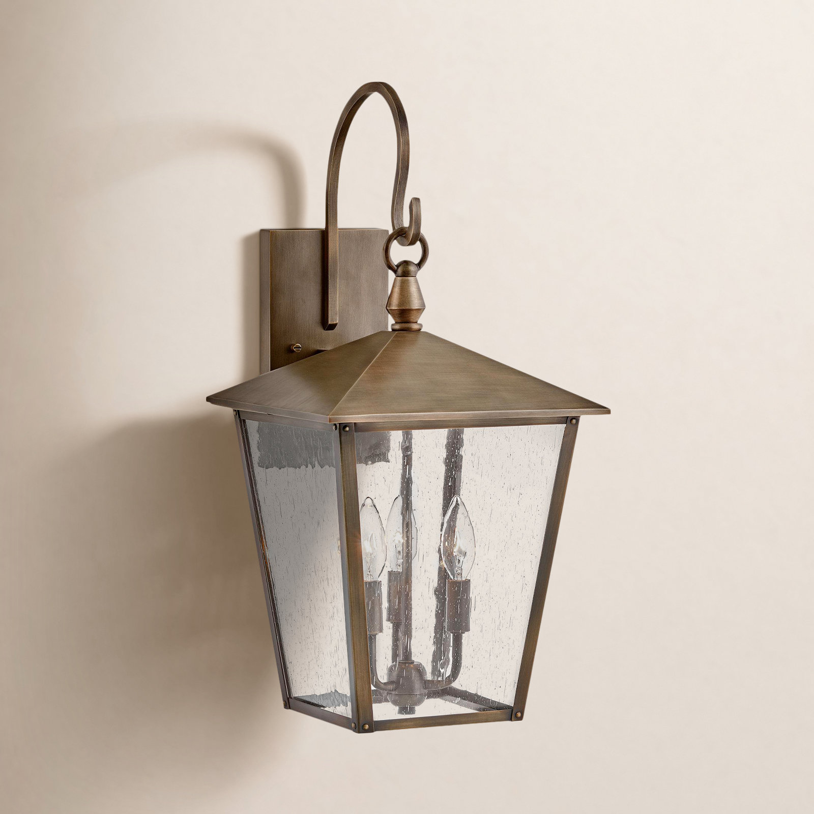 Huntersfield 3-Light Outdoor Wall Lantern, Burnished Bronze, 23"H x 11"W x 13.25"D