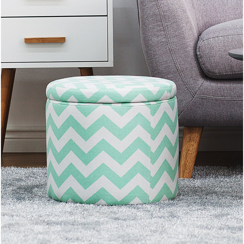 Ennis 35cm Wide Round Chevron Ottoman with Storage