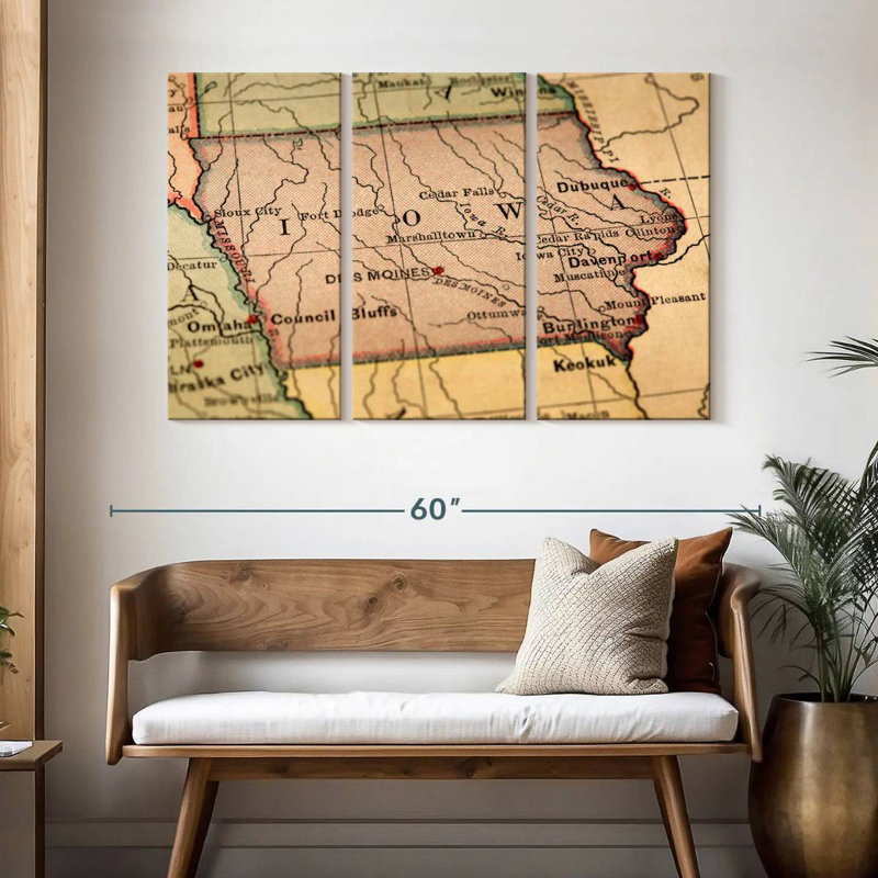 Carte rétro de l'Alaska, Iowa, H 32 po x l 50 po