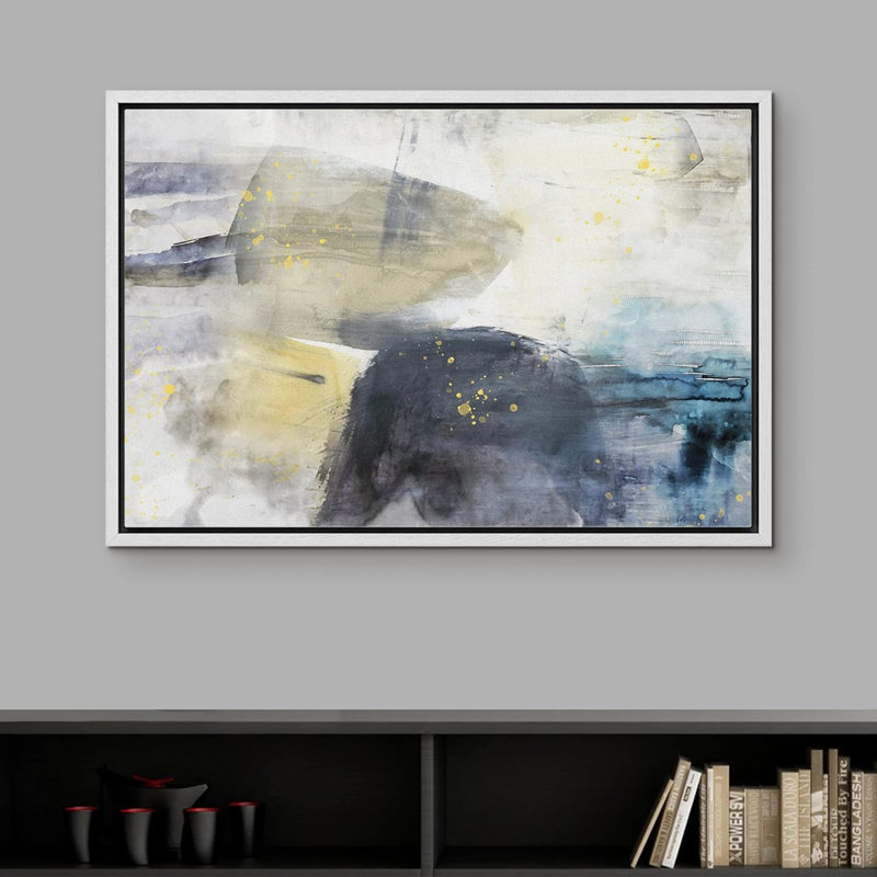 "Pastel, aquarelle, bleu, jaune, grunge, coup de peinture, collage, formes abstraites, art moderne" sur, Blanc