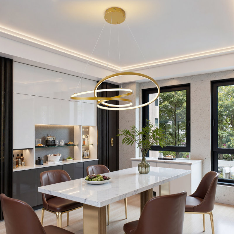 1 - Light Unique/Statement LED Chandelier, Gold