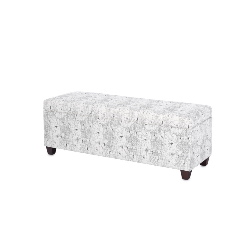 Cappiello Upholstered Storage Bench, Navy/White