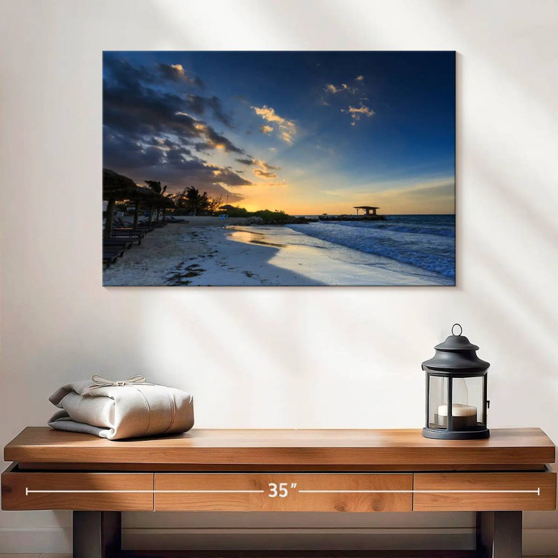 Gillard, coucher de soleil et plage, H 16 po x l 24 po