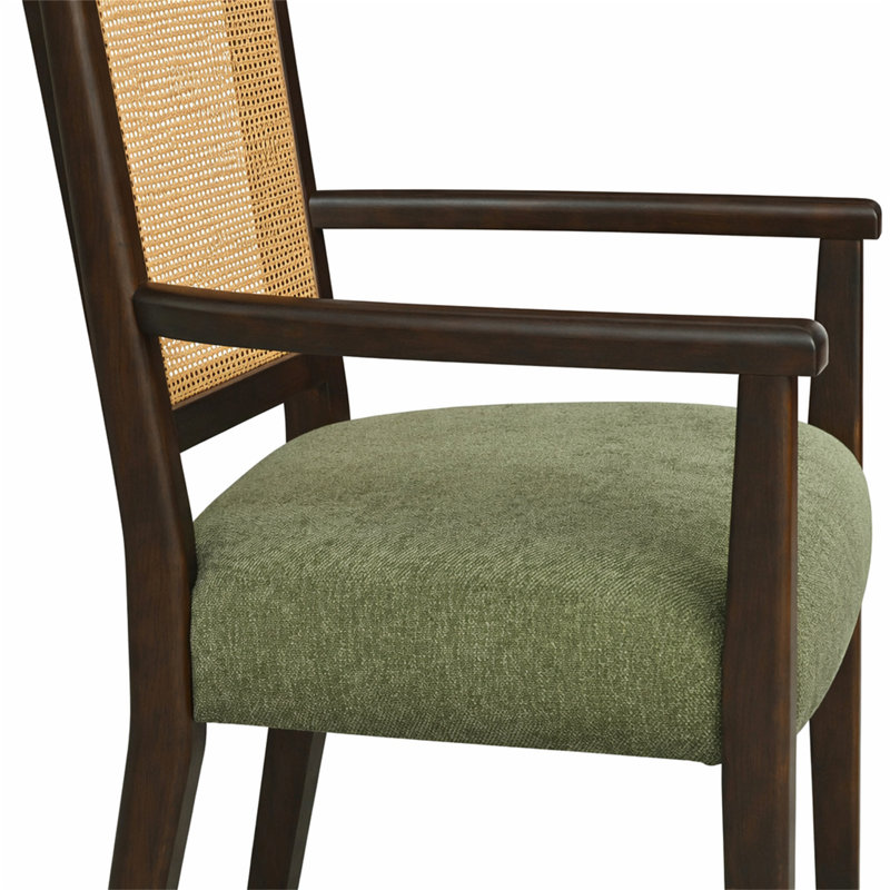 Chaise avec accoudoirs (ensemble de 2), Green, Dark Brown