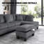 Ensemble modulaire 3 pièces avec repose-pieds et revêtement en velours côtelé-776959309