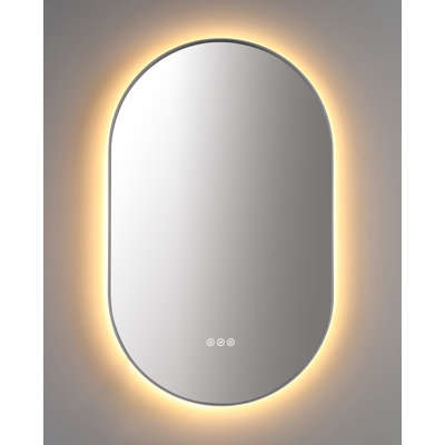 Mirror Matte White Shell Metal Frame backlit Led Mirror with Anti-fog