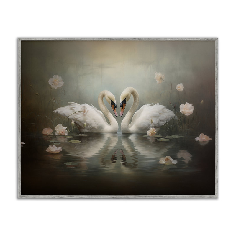 Giclée encadrée de cygnes romantiques, design par Arlington Prints, Estampe numérique Farmhouse, H 16 po x l 20 po