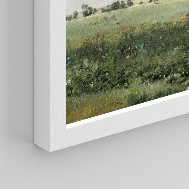 Green Meadow Countryside Landscape, impression sur papier, 4 pièces, Blanc, H 11 po x l 14 po
