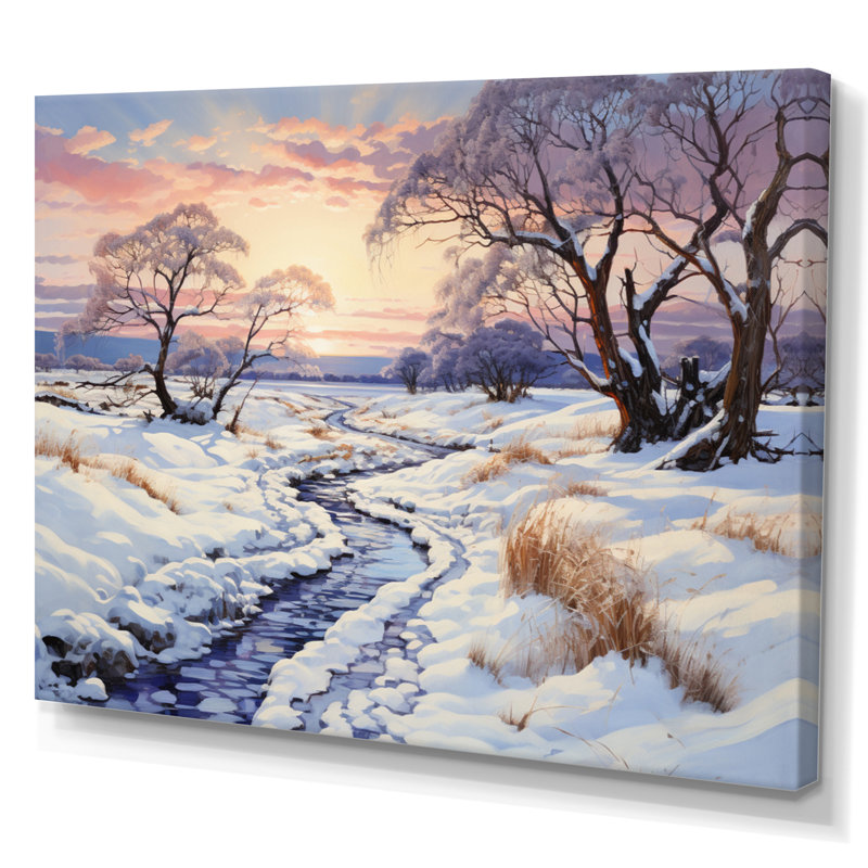«Snow Winters Dawn Solitude I», reproduction sur toile, H 16 po x l 32 po x P 1 po, Toile tendue