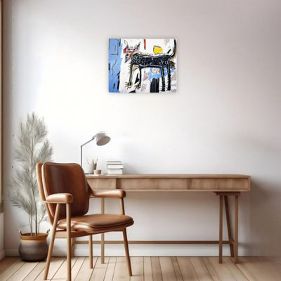 Basquiat Abstract Dog Wrapped Canvas Wall Art 24" X 18"