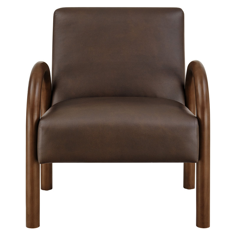 Fauteuil d'appoint rembourré en similicuir Lunet espresso, Espresso, Brun