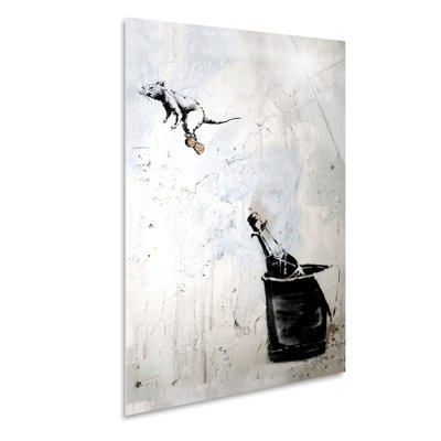 Mouse On The Bottle Cap by Banksy - No Frame Painting on Plastic / Acrylic
