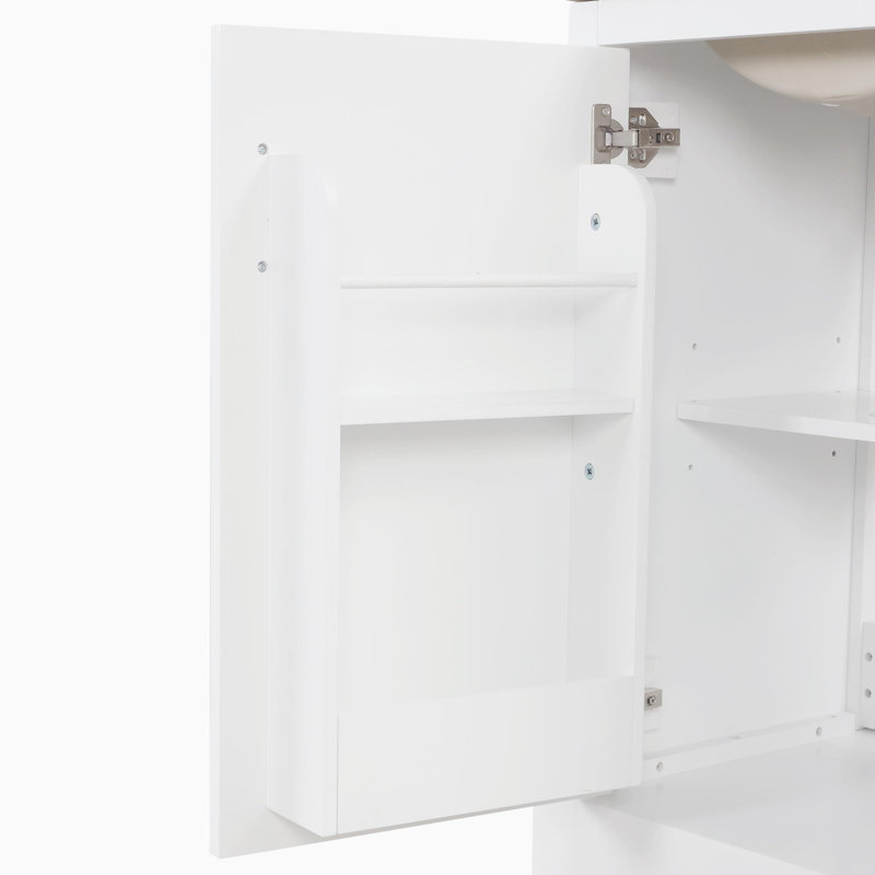 Meuble-lavabo de 20 po avec lavabo, armoire de porte et tablettes réglables, Blanc