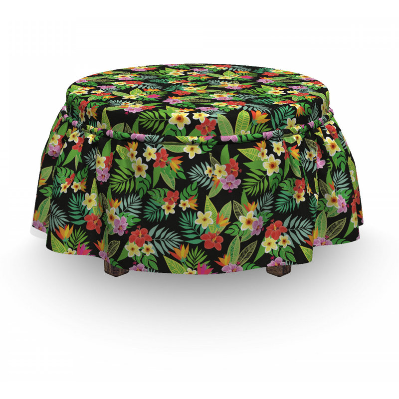 Housse pour repose-pieds composition floral botanique