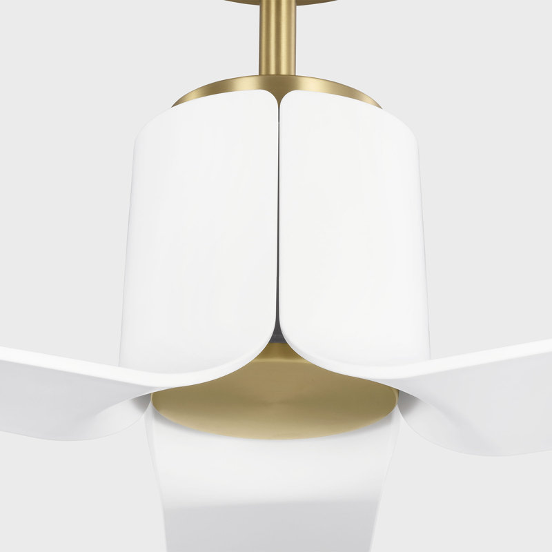 Visual Comfort Fan Peel Smart 66 LED Indoor Ceiling Fan with Threaded Downrod, Matte White ABS blades and Handheld Remote